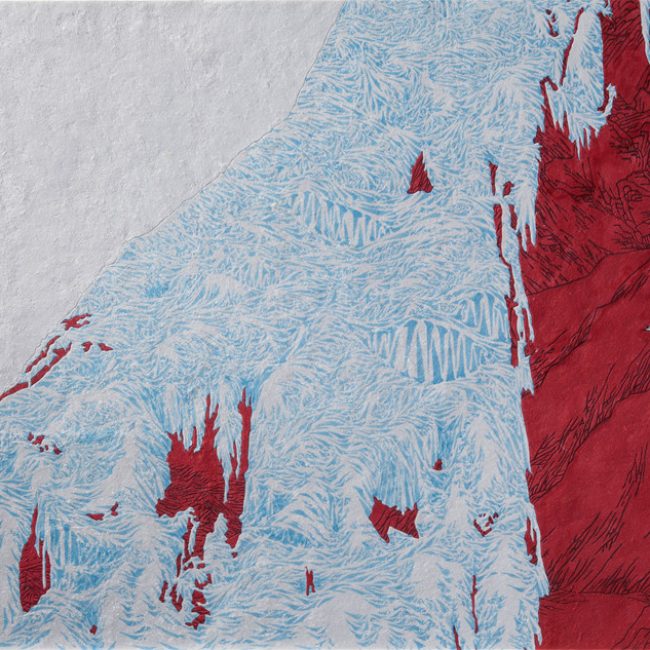 2.유갑규, 빙폭타다(climbing icefall), 78x48cm, 장지에 채색, 2015년