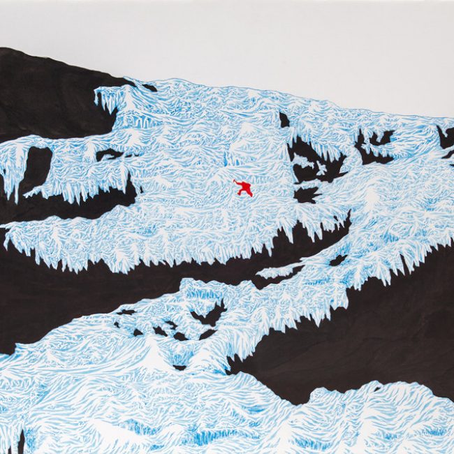 3.유갑규, 빙폭타다(climbing icefall), 78x48cm,테라지에 채색, 2015년