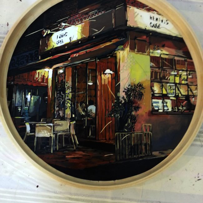 삼청동 까페A Cafe of Samchung-dong 지름 35cm Acrylic on panel, Vynil sheet cutting, 2015